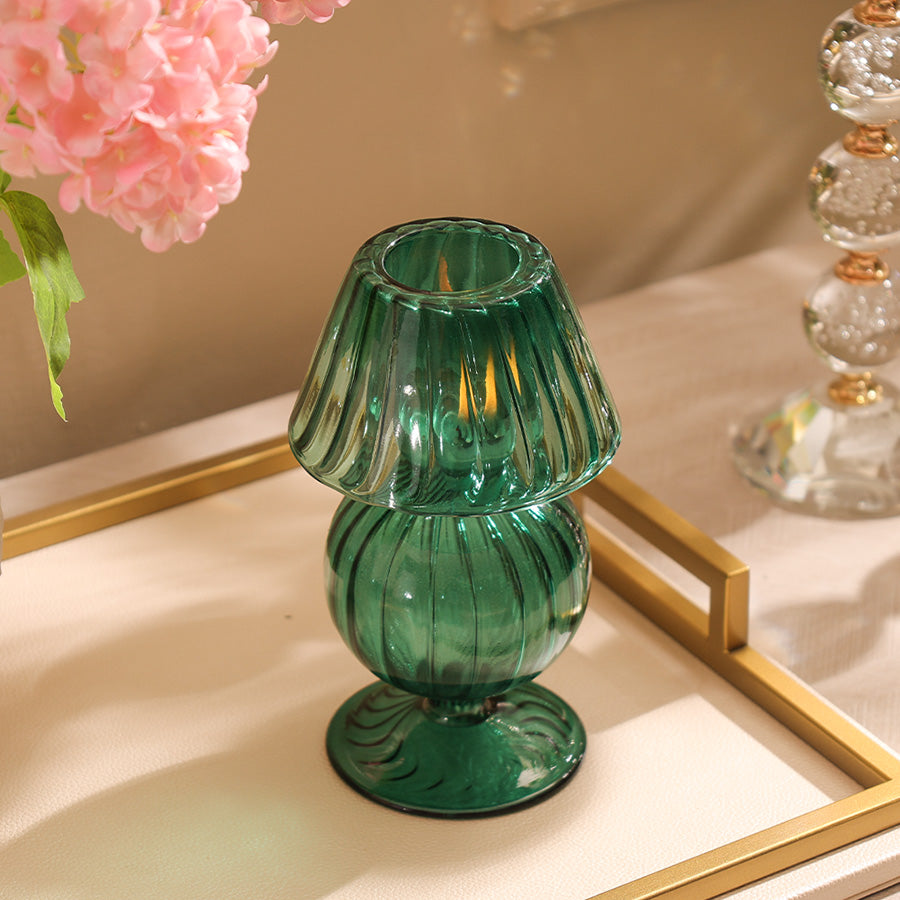 Tavira Glass Tealight Holder Lamp - Teal