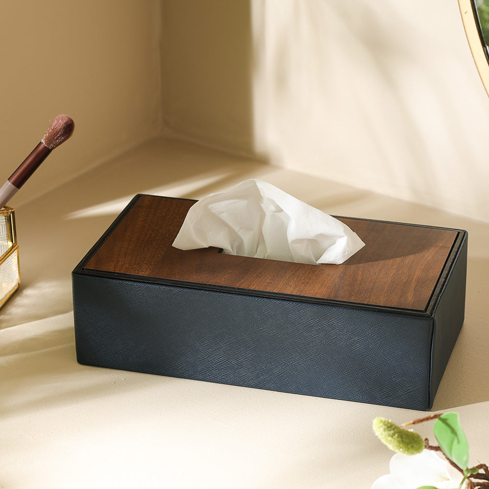 Tavo Tissue Box Holder - Navy Wood
