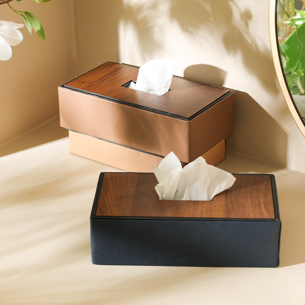 Tavo Tissue Box Holder - Navy Wood