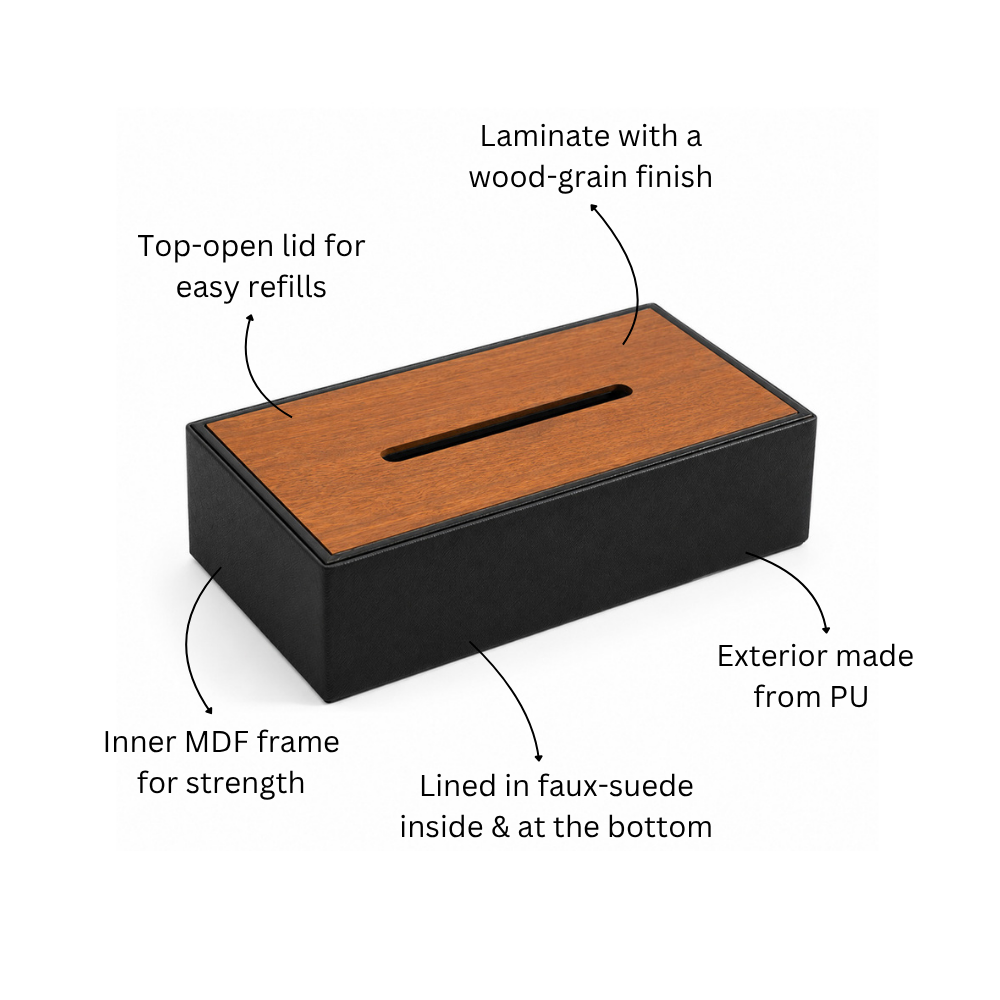 Tavo Tissue Box Holder - Navy Wood
