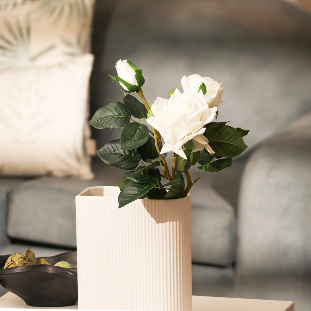 Tea Rose Faux Stem - White