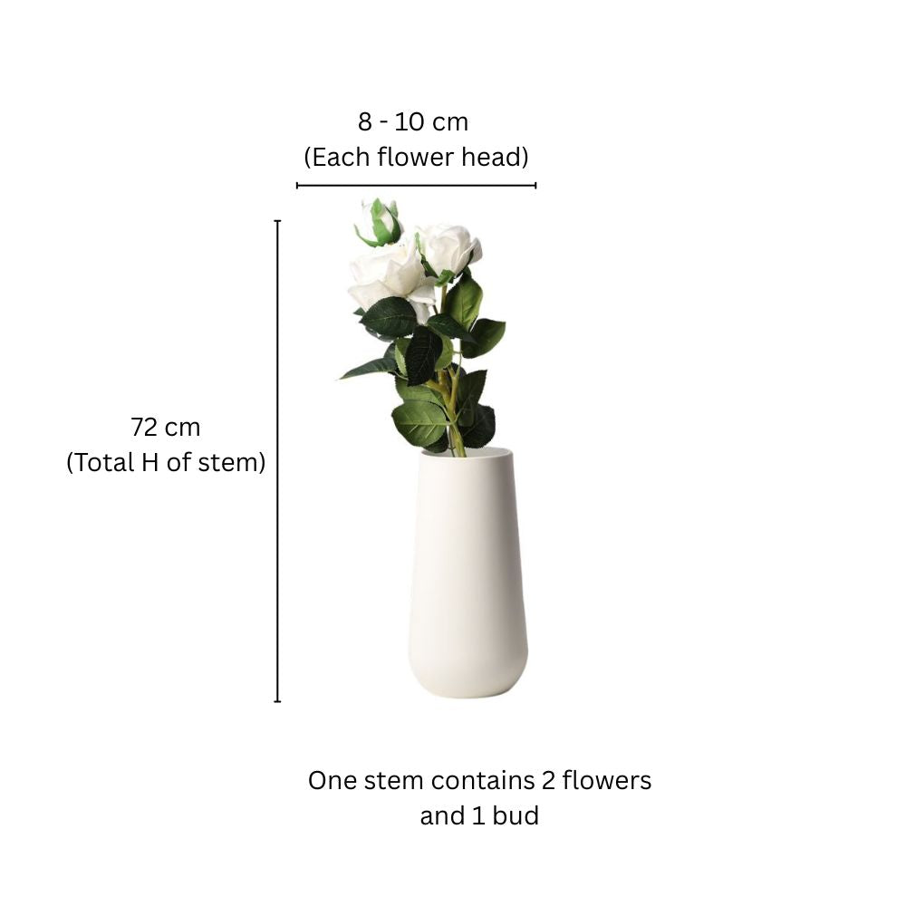 Tea Rose Faux Stem - White