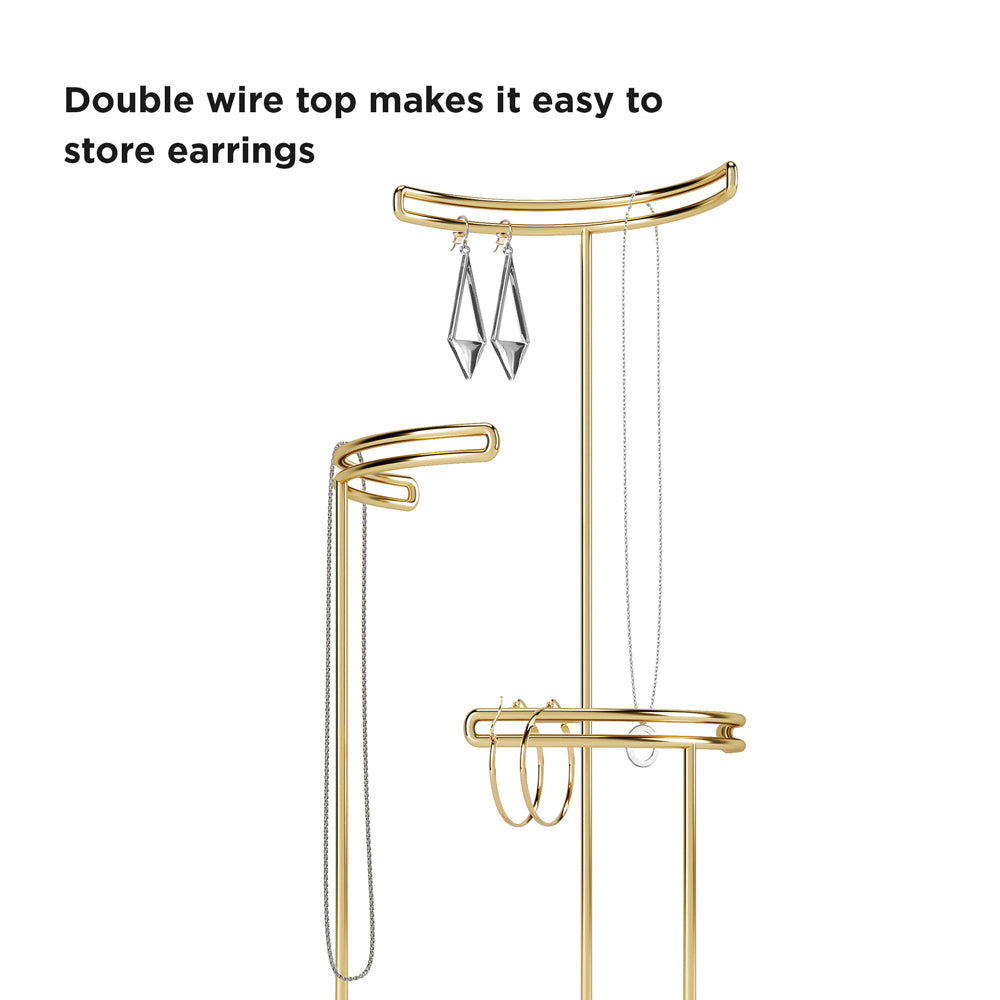 Tesora Jewellery Stand with Glass Bowl - Brass