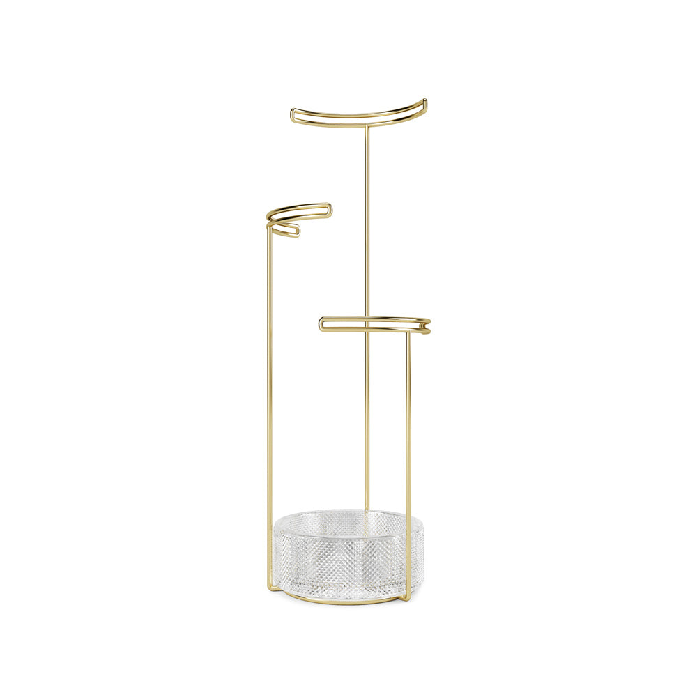Tesora Jewellery Stand with Glass Bowl - Brass