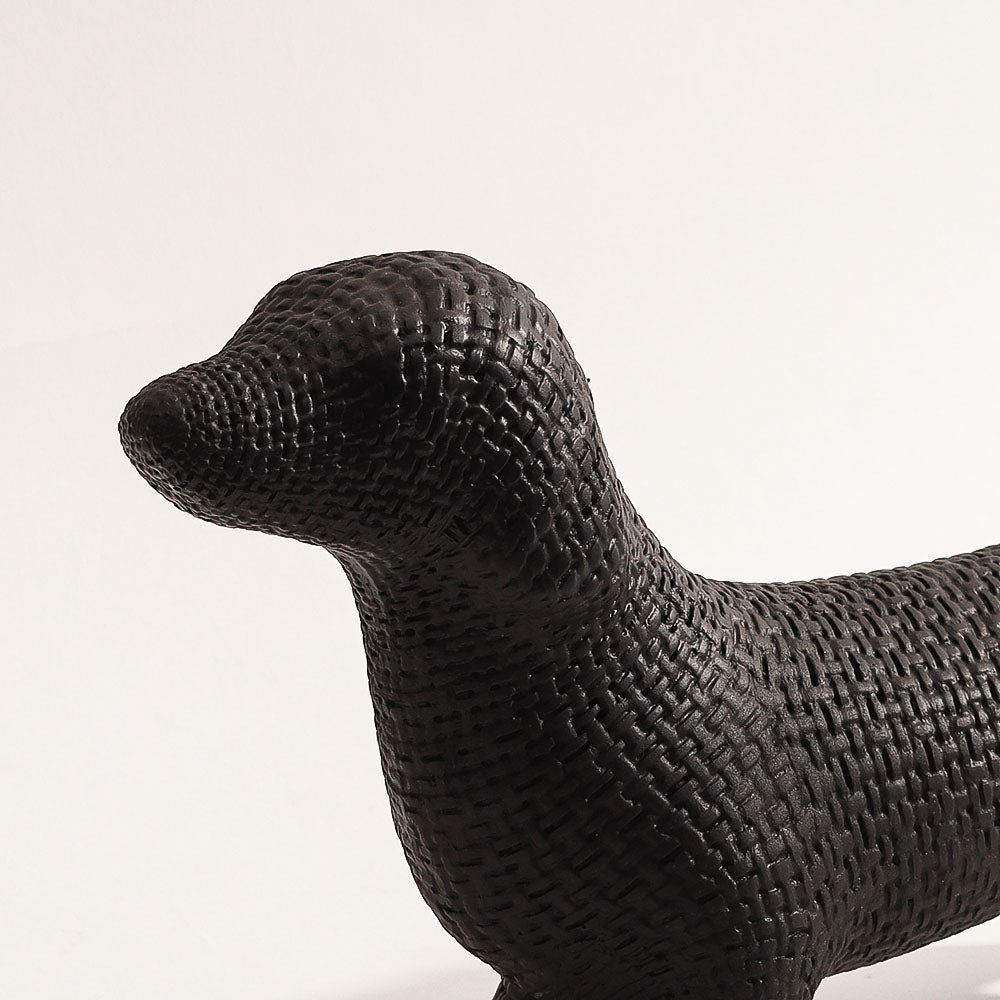 Textured Dachshund Sculpture - Matte Black