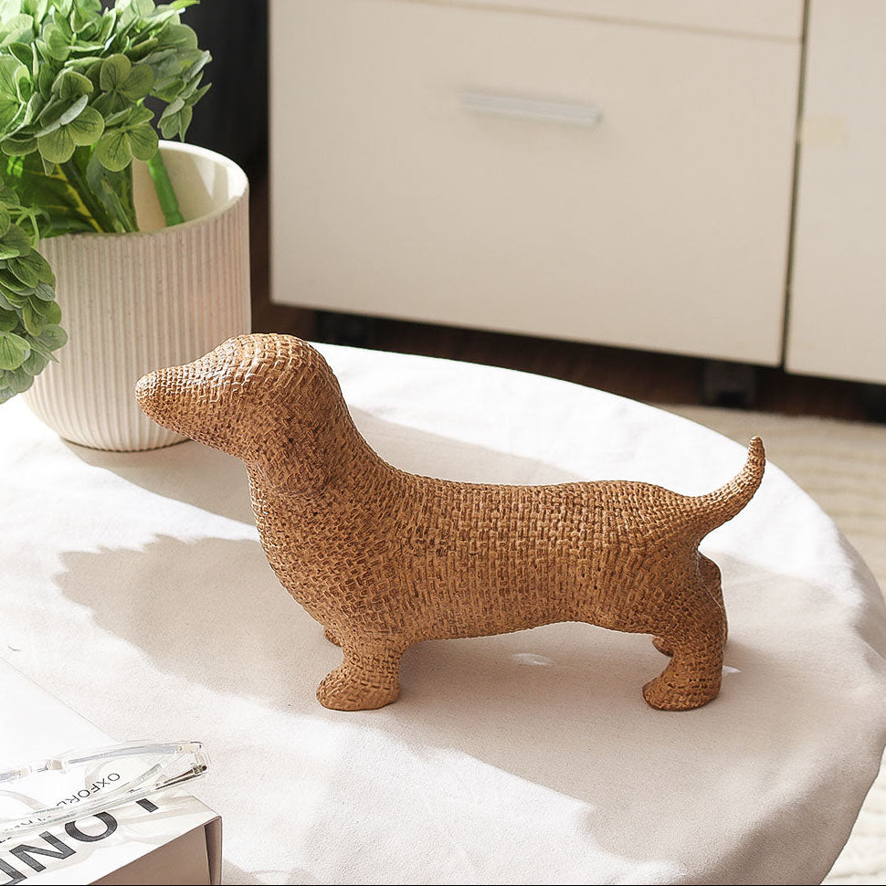 Textured Dachshund Sculpture - Pale Gold