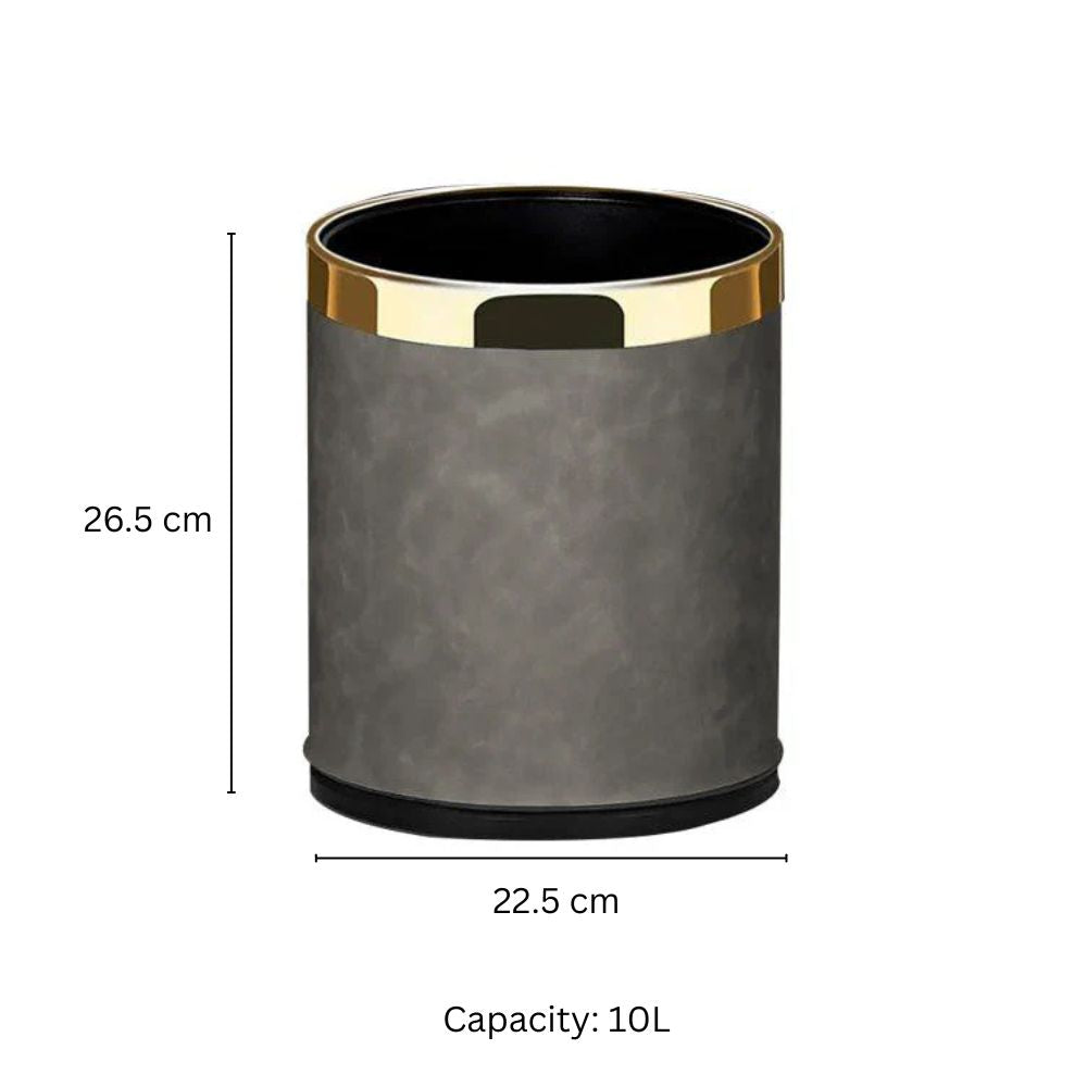 Textured Waste Bin 10L - Grey & Gold