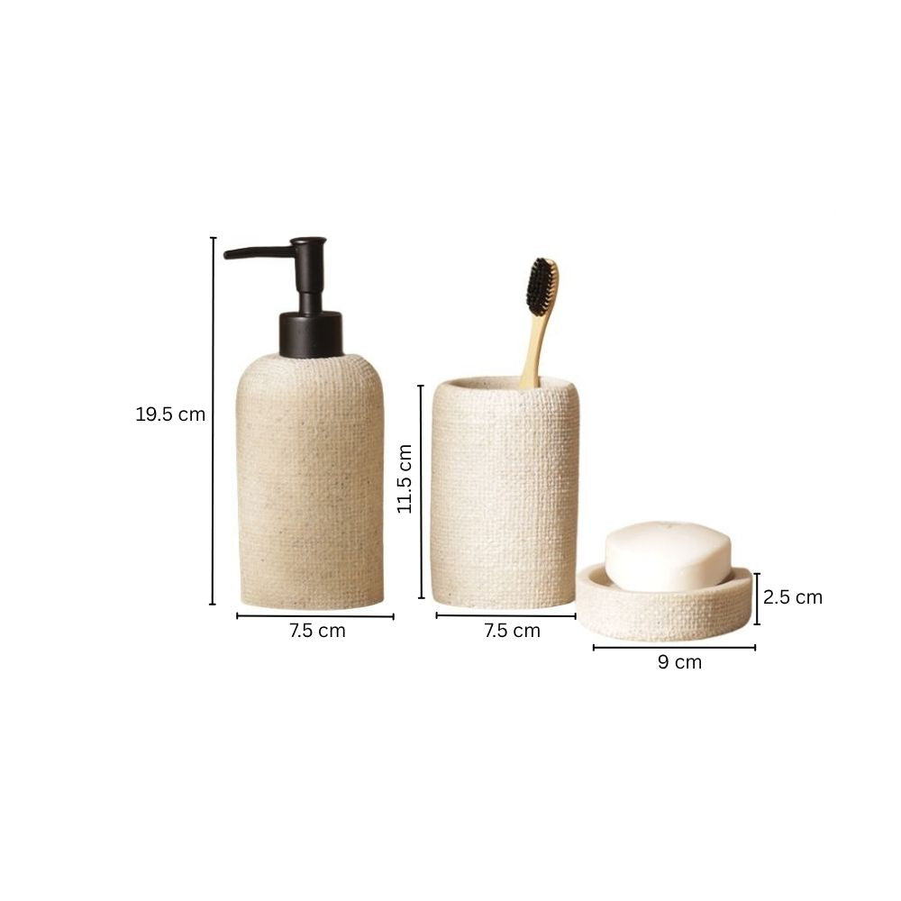 Textured 3-piece Bathroom Set - Beige