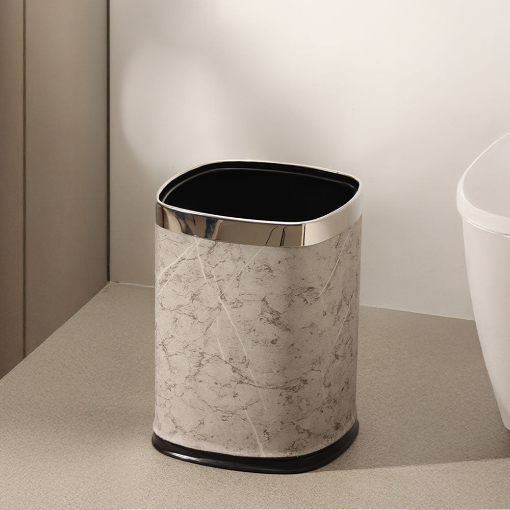 Textured Sqround Waste Bin - Grey & Silver
