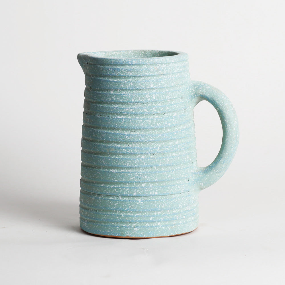 Thalassa Ribbed Water Jug 900ml - Turquoise
