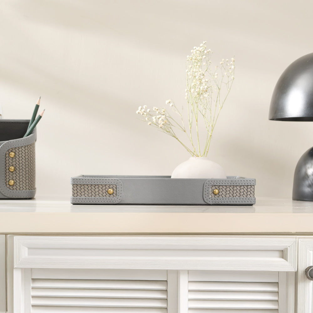 Leah Studded Valet Tray - Dark Grey