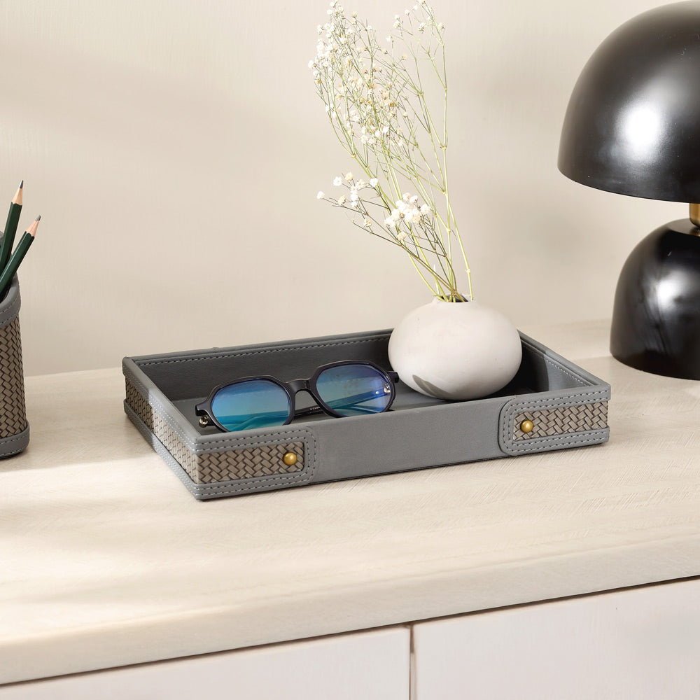 Leah Studded Valet Tray - Dark Grey