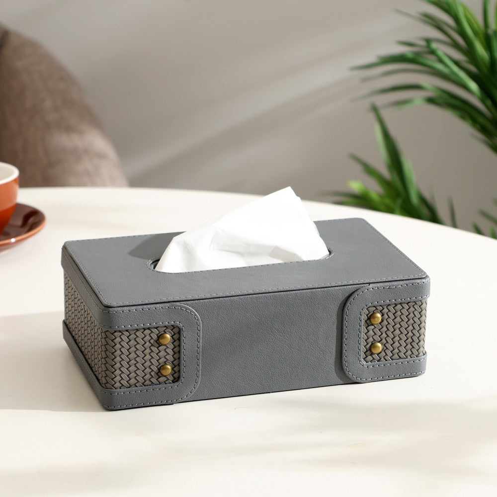 Leah Studded Tissue Box Holder - Dark Grey