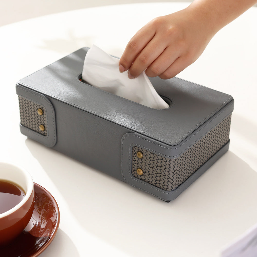 Leah Studded Tissue Box Holder - Dark Grey