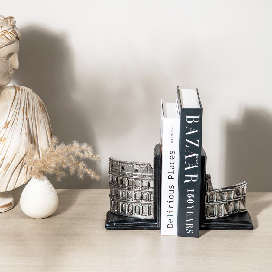 The Colosseum Bookends, Set of 2 - Silver Grey