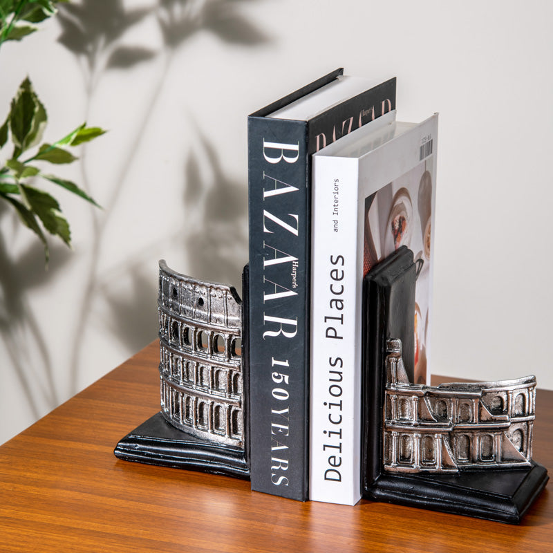The Colosseum Bookends, Set of 2 - Silver Grey