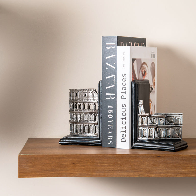 The Colosseum Bookends, Set of 2 - Silver Grey