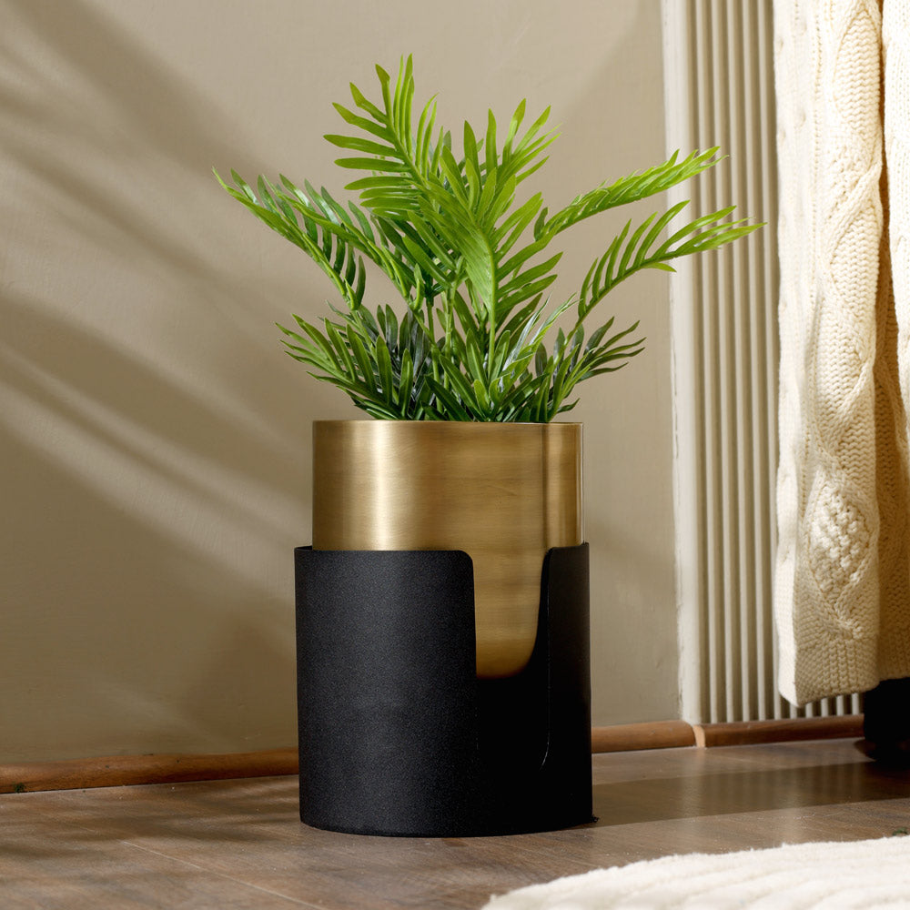 Thea Round Planter with Stand Short - Gold Black