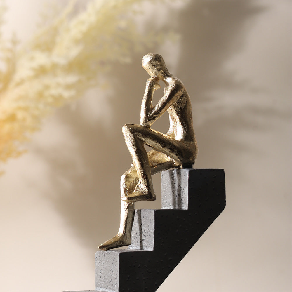 Thinker on Steps Sculpture Tall