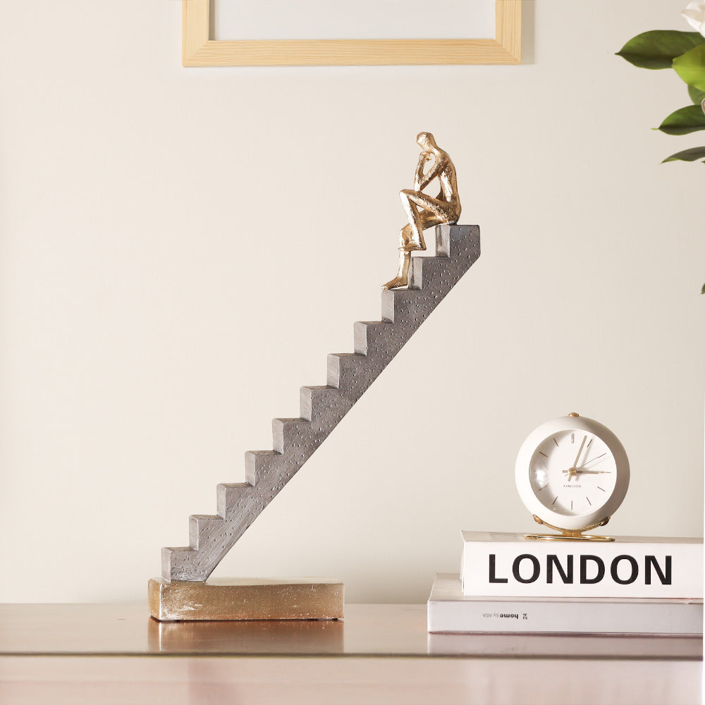 Thinker on Steps Sculpture Tall