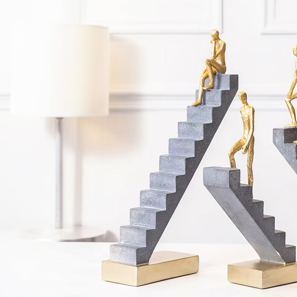 Thinker on Steps Sculpture Tall