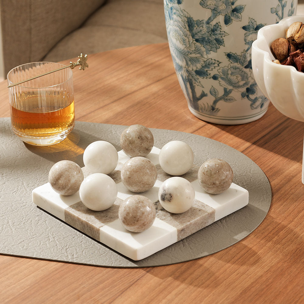 Tic-Tac-Toe Marble Tabletop Game Medium - White Desert