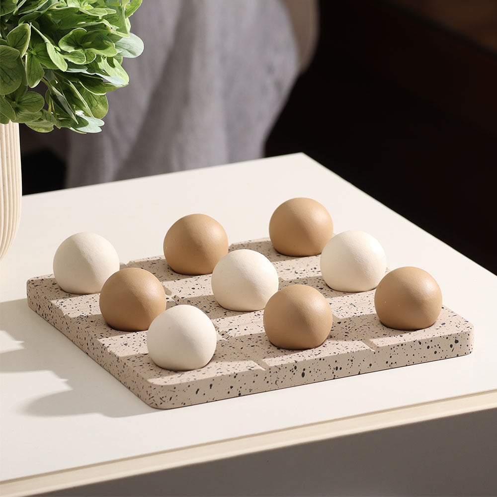 Tic-Tac-Toe Concrete Tabletop Game - Taupe White