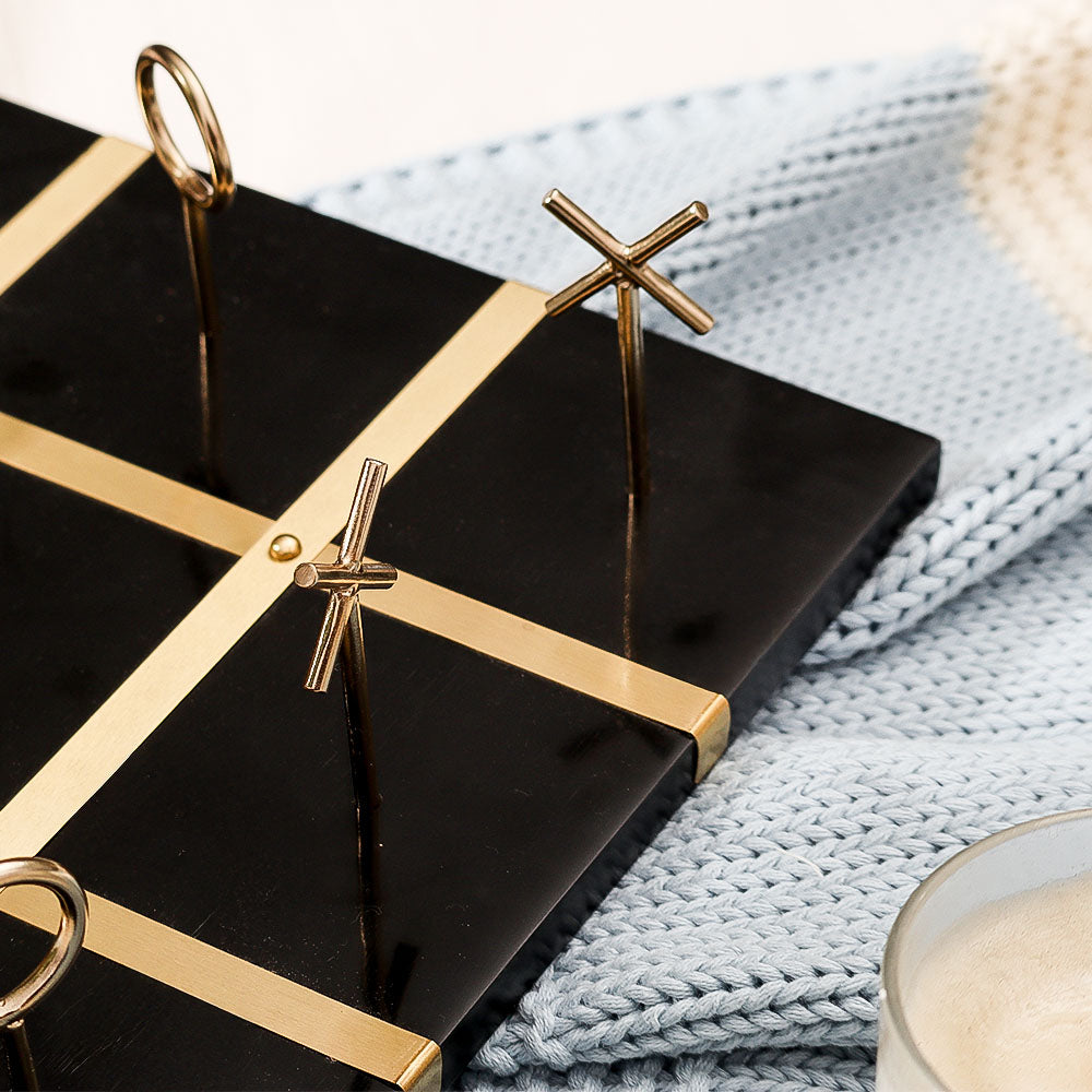 Tic-Tac-Toe Standing Tabletop Game - Black Gold