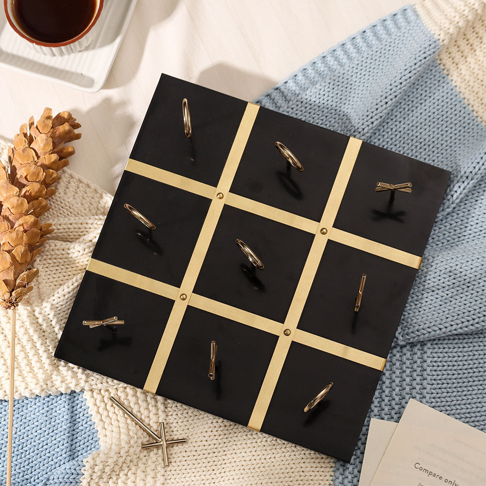 Tic-Tac-Toe Standing Tabletop Game - Black Gold