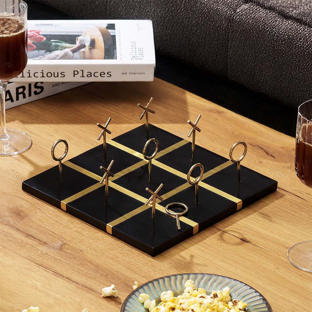 Tic-Tac-Toe Standing Tabletop Game - Black Gold