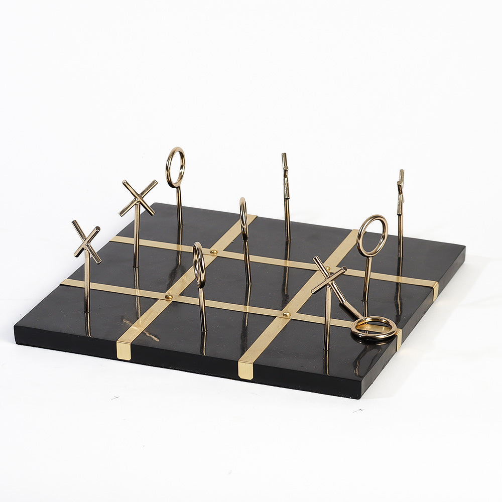 Tic-Tac-Toe Standing Tabletop Game - Black Gold