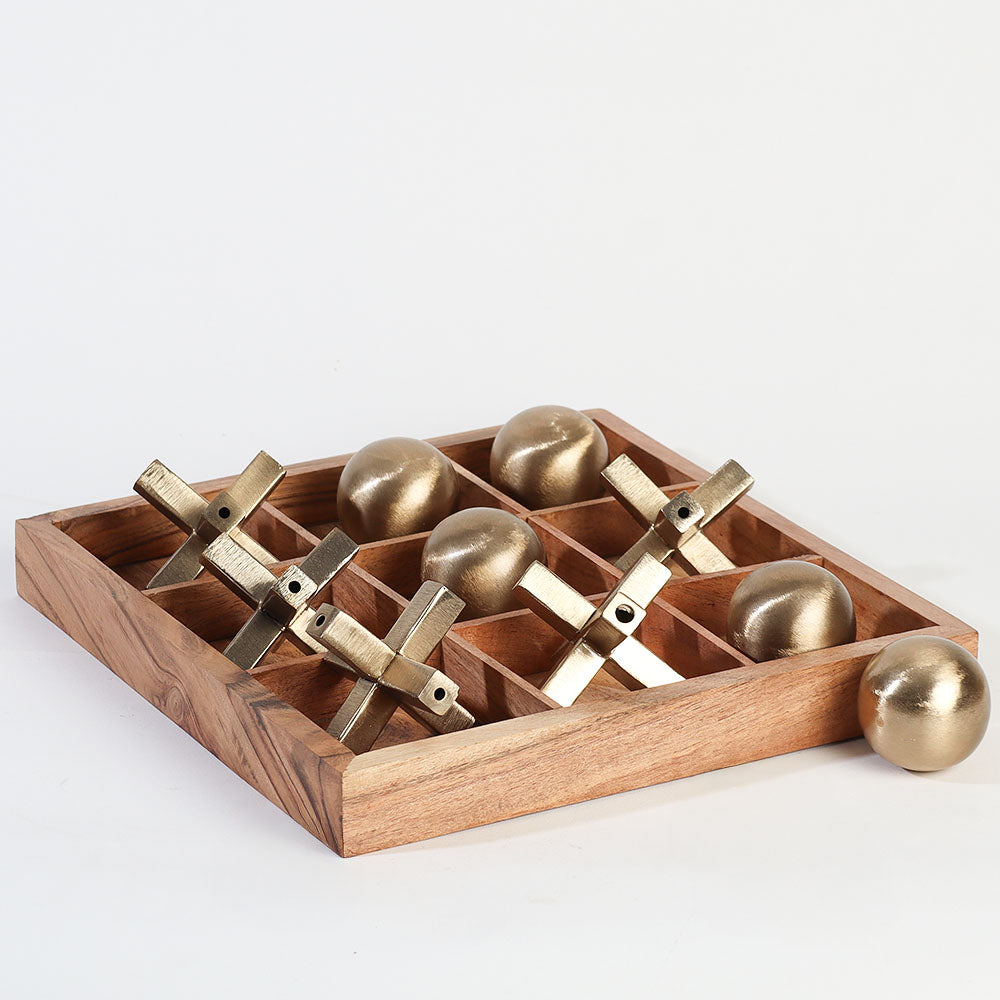 Tic-Tac-Toe Wooden Tabletop Game - Natural Gold