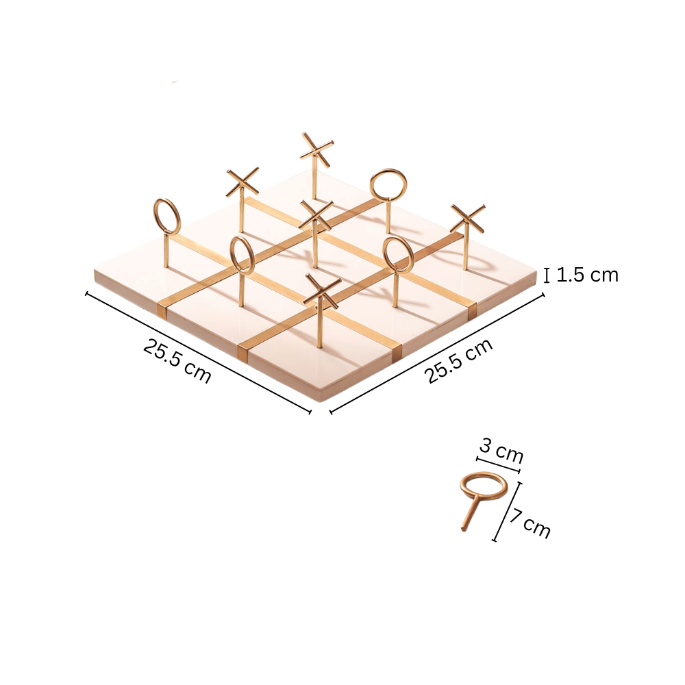Tic-Tac-Toe Standing Tabletop Game - White Gold