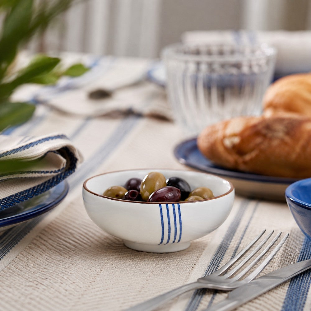 Tide Ceramic Bowl - White & Blue