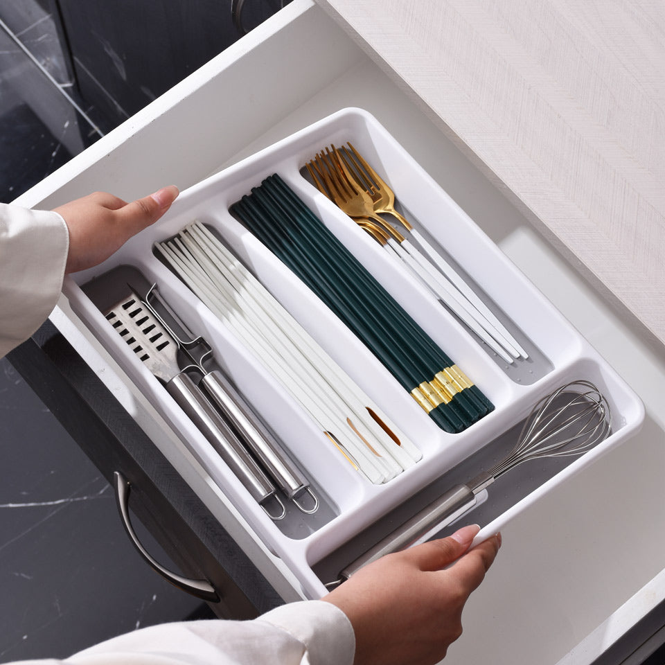 Tidy Cutlery Tray Medium - White Grey