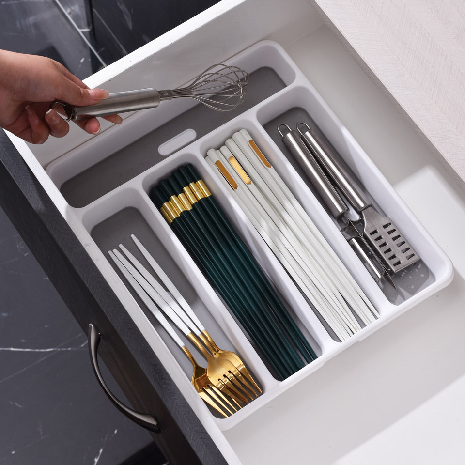 Tidy Cutlery Tray Medium - White Grey