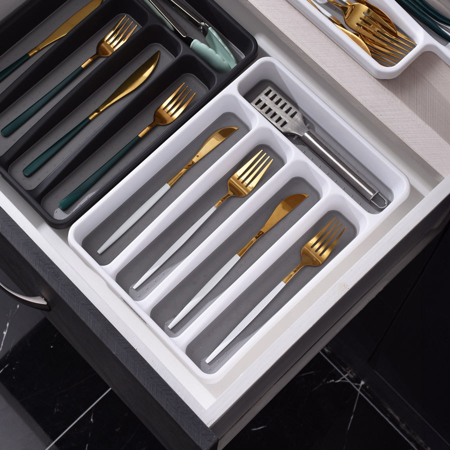 Tidy Cutlery Tray Medium - White Grey