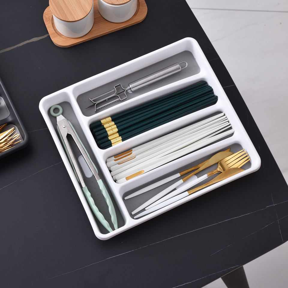 Tidy Cutlery Tray Medium - White Grey