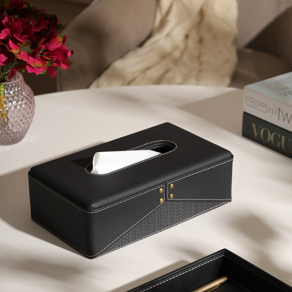 Ophelia Studded Tissue Box Holder - Black