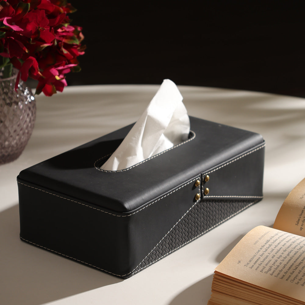 Ophelia Studded Tissue Box Holder - Black