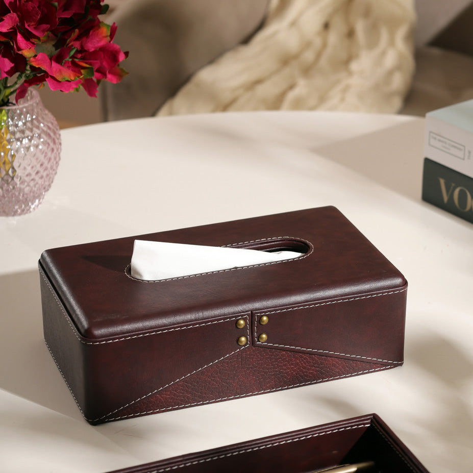 Ophelia Studded Tissue Box Holder - Burgundy