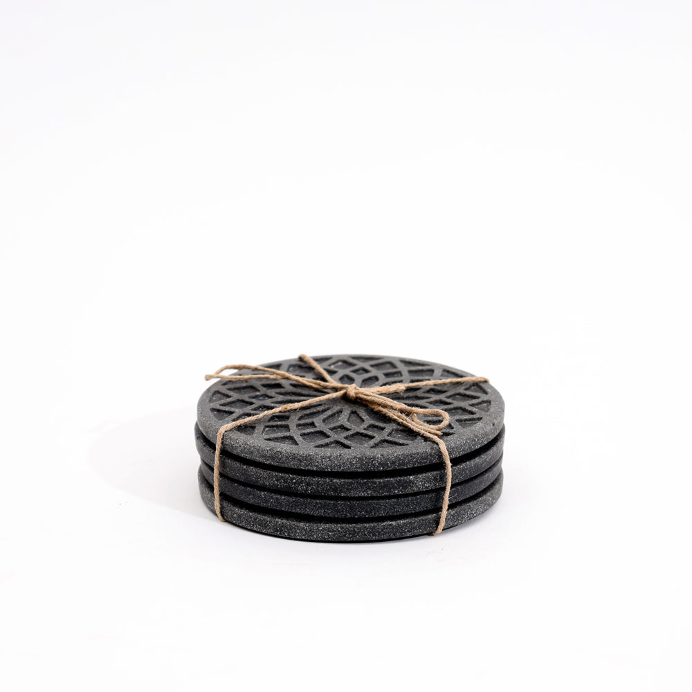 Trobe Round Coasters, Set of 4 - Speckled Grey