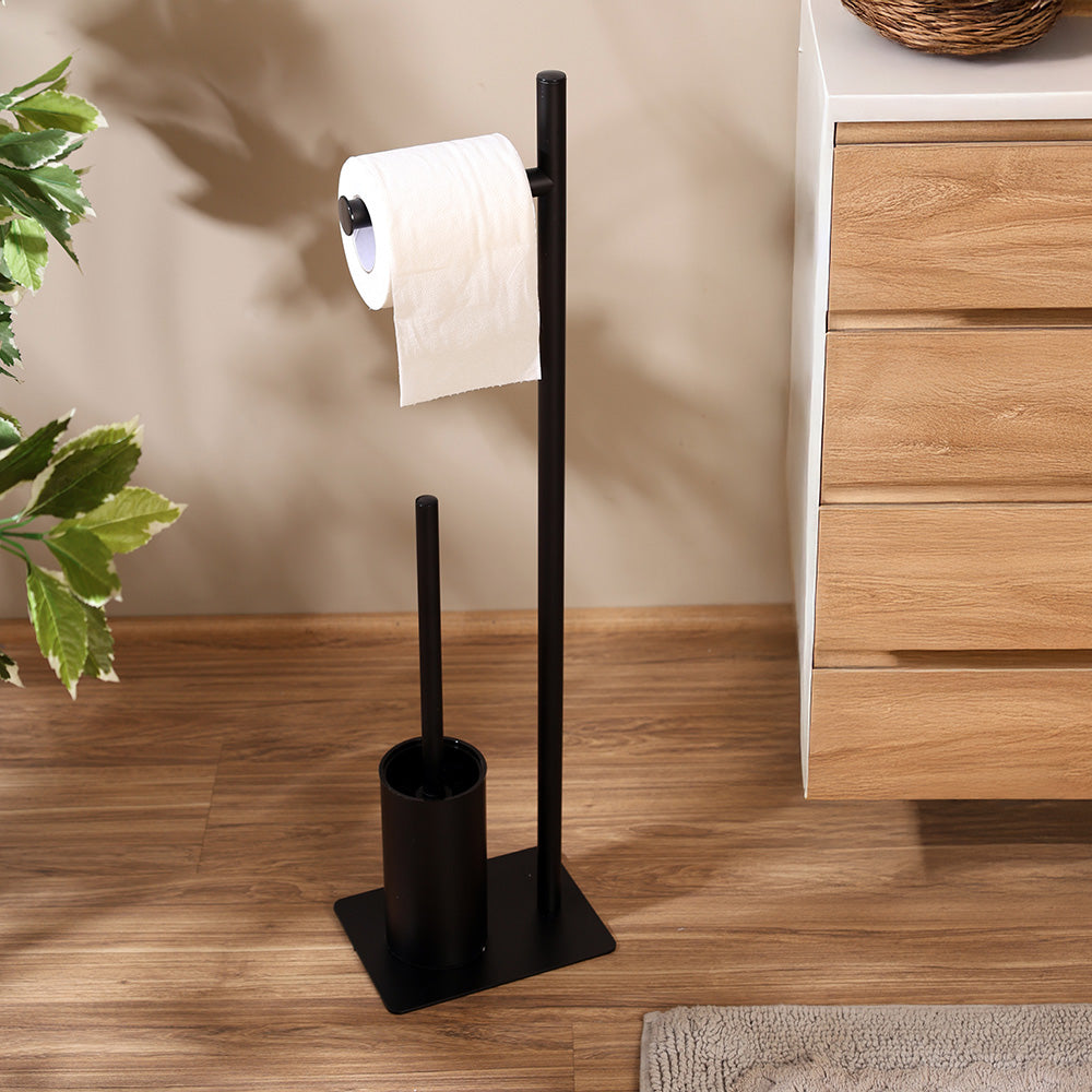 Reed Toilet Brush and Roll Holder - Black