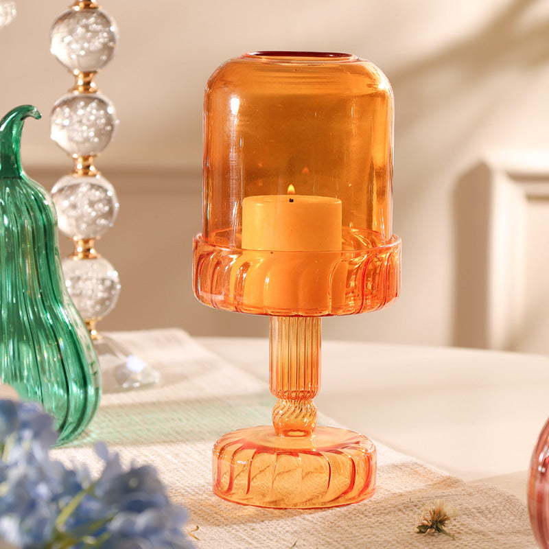 Toledo Glass Candle Holder Lamp - Amber