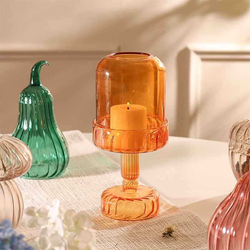 Toledo Glass Candle Holder Lamp - Amber