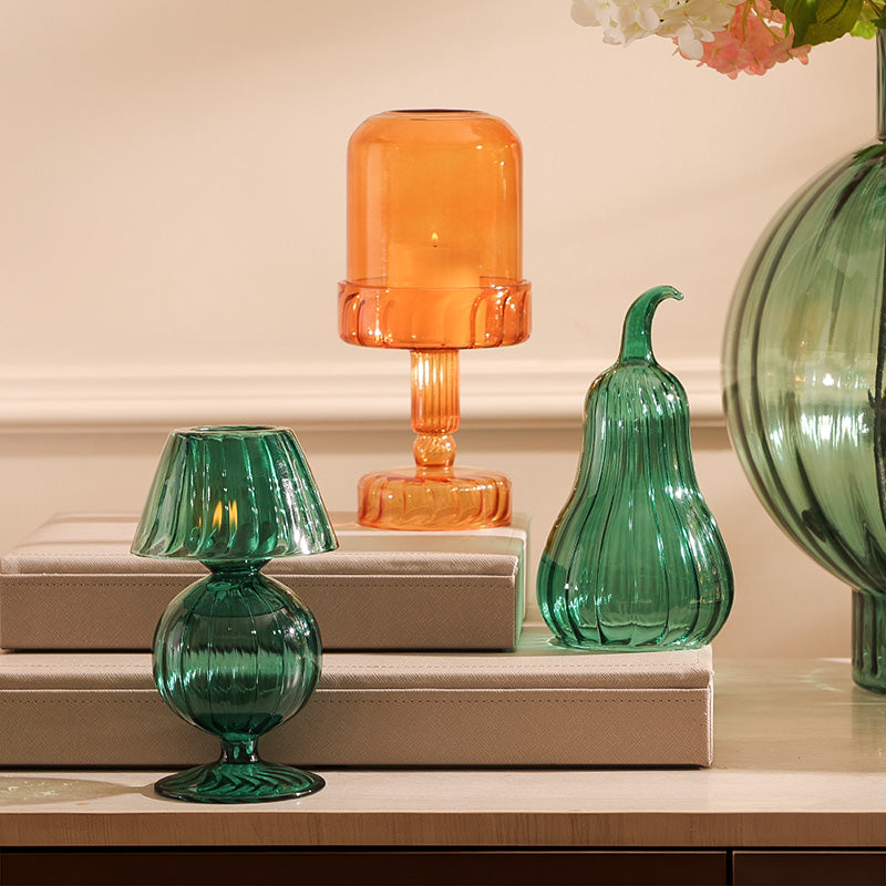 Toledo Glass Candle Holder Lamp - Amber