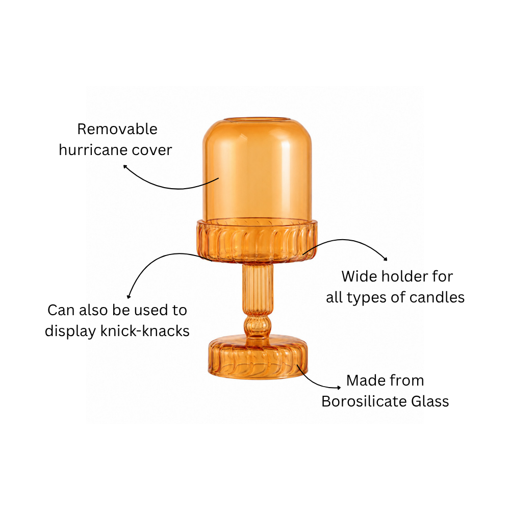 Toledo Glass Candle Holder Lamp - Amber