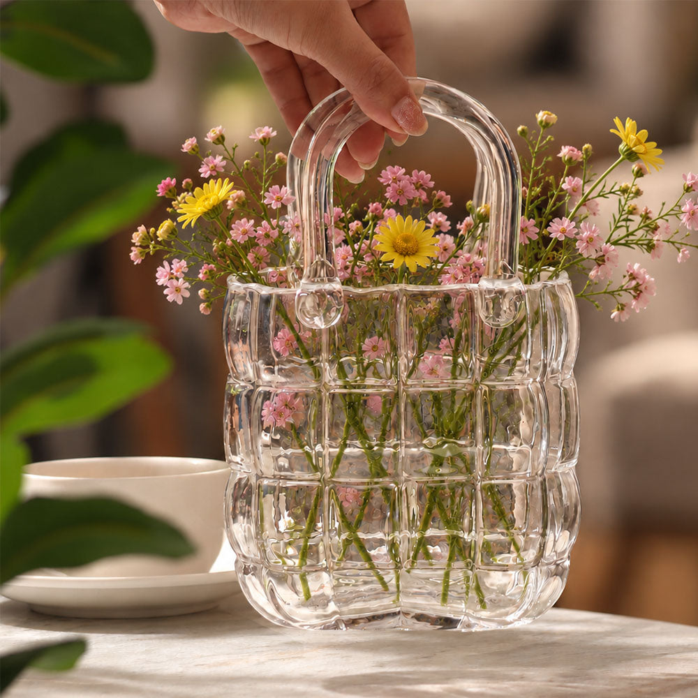 Tote Bag Glass Vase Small - Clear