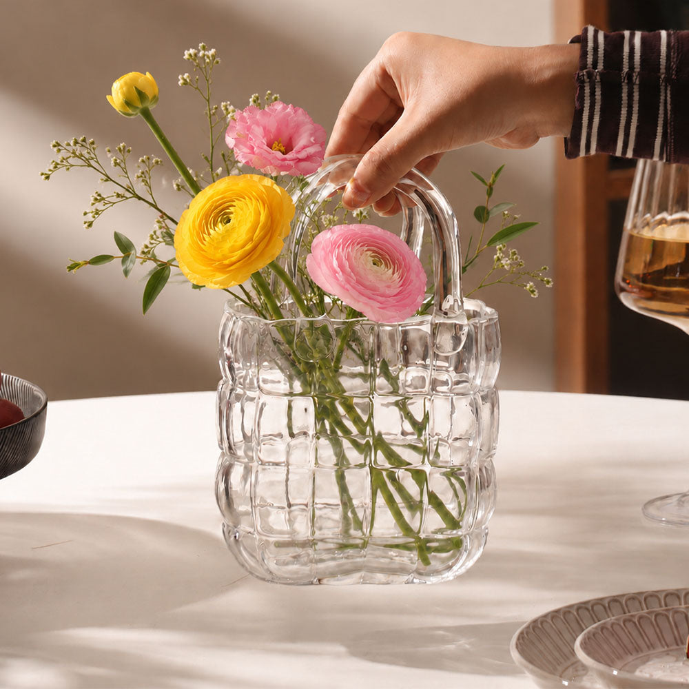 Tote Bag Glass Vase Small - Clear