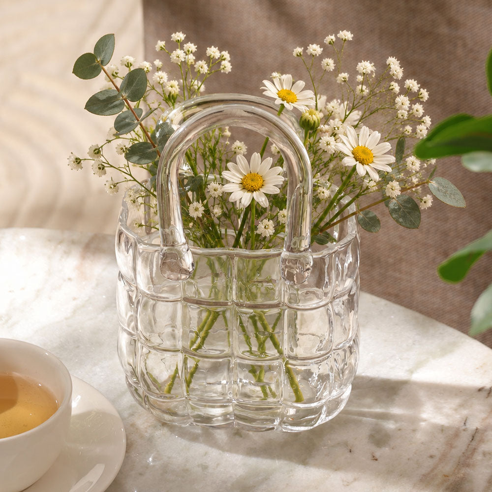 Tote Bag Glass Vase Small - Clear